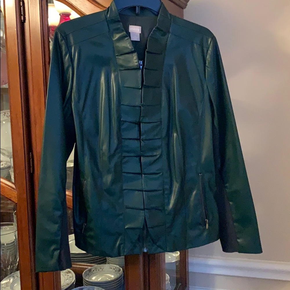 Jewel green faux-leather jacket